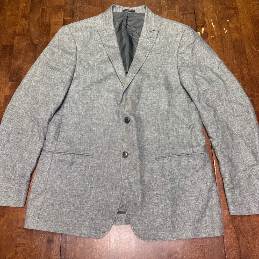 John Varvatos USA Blazer Mens 42R Grey Linen Wool Blend Two Button Sport Coat
